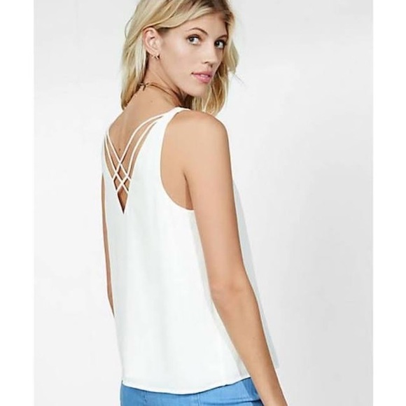 NWOT Express Criss Cross Back Blue Tank Top size XS - Picture 3 of 7